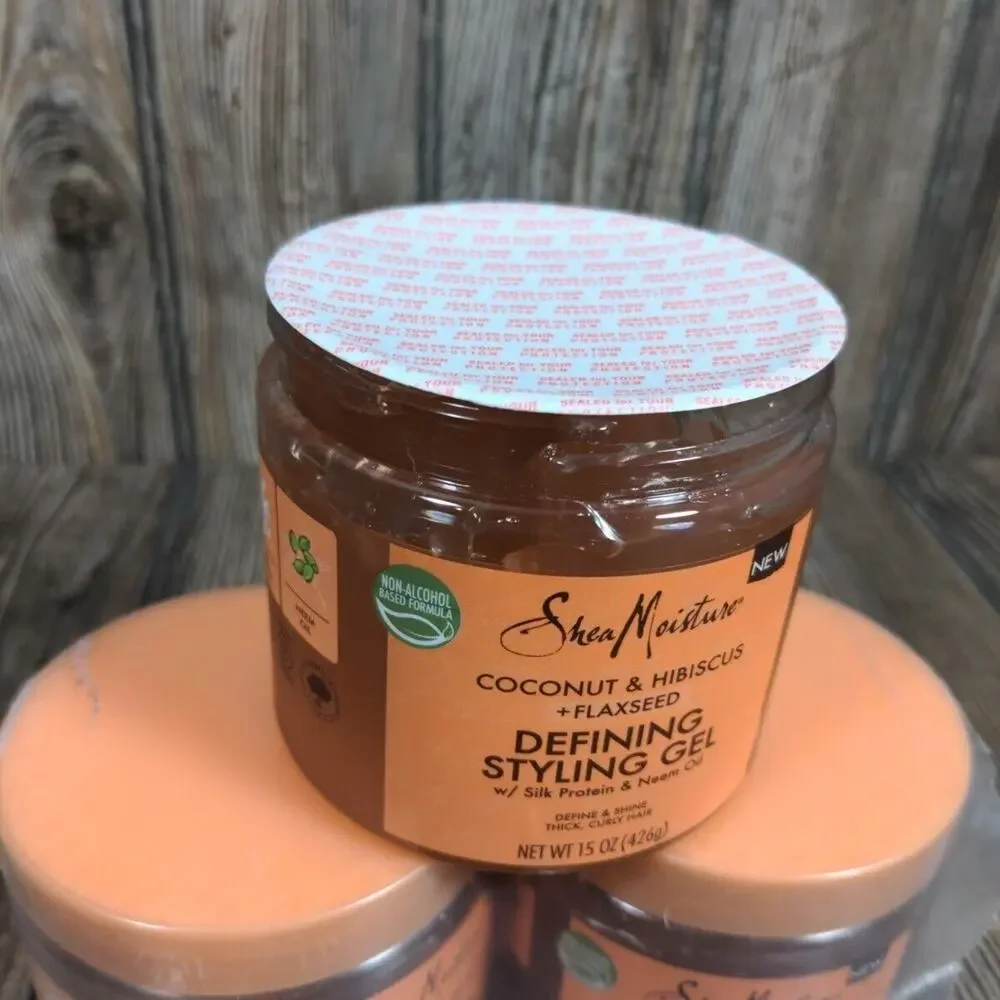 Shea Moisture Coconut Hibiscus Flaxseed Defining Styling Gel Lot of 3 15 oz‎ New